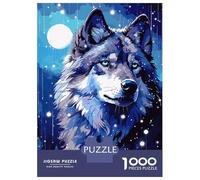 Puzzles De 1000 Pièces pour Adolescents Moon Wolf Retro Pixel Art Puzzles pour Adultes - Jeu Familial Amusant Et Humoristique - Cadeaux De Noël Et d'anniversaire 52x38cm/1000pcs