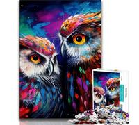 Puzzles de 1000 pièces pour Adolescents, Motif Chouette Fantastique, Anti-Stress, pour Passer Le Temps à la Maison, avec Affiche et fiche de Questions-réponses (38x26cm)