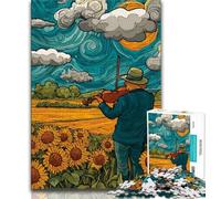 Puzzles de 1000 pièces pour Adolescents, Motif Ciel étoilé et Champs de tournesols, Assemblage de Motifs, activités Amusantes à la Maison, Cadeau d'anniversaire, Cadeau de Voyage, 38x26cm