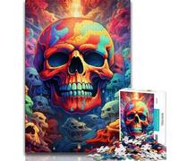 Puzzles de 1000 pièces pour Adolescents, Motif crânes colorés, Jouets addictifs pour la décoration de la Maison, 50x75cm