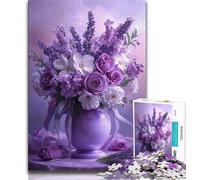Puzzles de 1000 pièces pour Adolescents, Motif Fleurs Violettes, Puzzle éducatif et décompressant, Cadeaux du Père Noël Secret, 50x75cm