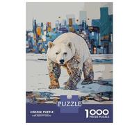 Puzzles De 1000 Pièces pour Adolescents My Habitat Polar Bear in Cityscape Puzzle Adulte Jeu Manuel Défi Difficile Cadeaux pour Amis Et Famille 38x26cm/1000pcs