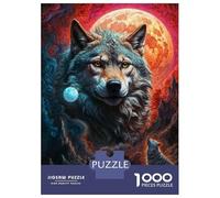 Puzzles De 1000 Pièces pour Adolescents Mysterious Moon Lone Wolf Puzzle pour Adultes Jeu Manuel D'assemblage De Motifs pour Anniversaire, Noël 70x50cm/1000pcs