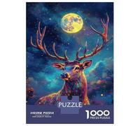 Puzzles De 1000 Pièces pour Adolescents Mystic Moonlit Deer Puzzle pour Adultes Jeu Manuel D'assemblage De Motifs pour Anniversaire, Noël 70x50cm/1000pcs