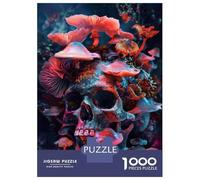 Puzzles De 1000 Pièces pour Adolescents Mystical Skull Mushroom Art Print Puzzles pour Adultes Jeux De Société pour S'amuser en Famille Offrez-Leur des Cadeaux 38x26cm/1000pcs