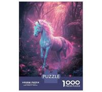 Puzzles De 1000 Pièces pour Adolescents Mystical Unicorn in Forest Puzzles pour Adultes Jeux Relaxants Cadeaux pour Femmes Interaction Parent-Enfant 70x50cm/1000pcs