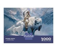 Puzzles De 1000 Pièces pour Adolescents Native American Buffalo Spirit Puzzles pour Adultes Jeux De Société Cadeaux pour Femmes Stimule Le Cerveau 52x38cm/1000pcs