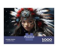 Puzzles De 1000 Pièces pour Adolescents Native American Headdress Puzzle Adulte Jeu Manuel Défi Difficile Cadeaux pour Amis Et Famille 38x26cm/1000pcs