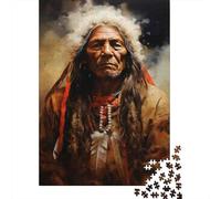 Puzzles De 1000 Pièces pour Adolescents Native American Warrior Art Print-2 Puzzles pour Adolescents Jeux Relaxants pour S'amuser en Famille Offrez-Leur Un Cadeau 70x50cm/1000pcs