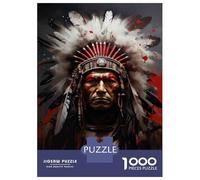 Puzzles De 1000 Pièces pour Adolescents Native American Warrior Art Print-4 Puzzle pour Adolescents, Activités Familiales pour Anniversaire, Noël Et Cadeaux Uniques 52x38cm/1000pcs