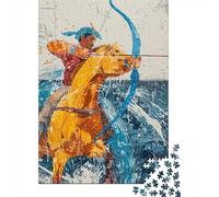 Puzzles De 1000 Pièces pour Adolescents Native American Warrior Art Print Puzzles pour Adultes Jeux Relaxants Cadeaux pour Femmes Interaction Parent-Enfant 70x50cm/1000pcs