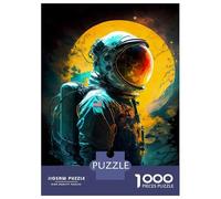 Puzzles De 1000 Pièces pour Adolescents Neon Astronaut with Sun Puzzle pour Adultes Jeux Amusants Améliorent La Mémoire Aide À Exercer Le Cerveau 52x38cm/1000pcs