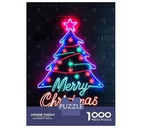 Puzzles De 1000 Pièces pour Adolescents Neon Christmas Tree Puzzles pour Adultes, Jeux De Société en Famille, Défi Difficile, Idéal comme Cadeau pour Toute La Famille 38x26cm/1000pcs