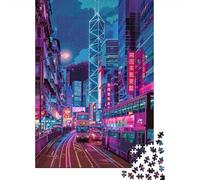 Puzzles De 1000 Pièces pour Adolescents Neon City Lights Vibrant Urban Scene Puzzle Adulte, Jouet, Décoration Murale, Art Mural, Cadeaux d'anniversaire Uniques 70x50cm/1000pcs