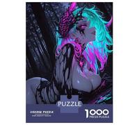 Puzzles De 1000 Pièces pour Adolescents Neon Demon Girl in Dark Forest Puzzles pour Adultes, Jouets Anti-Stress, Décoration Murale, Cadeaux d'anniversaire Et Cadeaux Uniques 38x26cm/1000pcs
