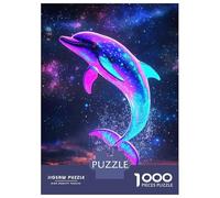 Puzzles De 1000 Pièces pour Adolescents Neon Dolphin Leaping Water Casse-têtes pour Adultes, Jeu De Réflexion, Difficile, Amusant, Activités À La Maison 70x50cm/1000pcs