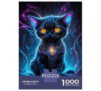 Puzzles De 1000 Pièces pour Adolescents Neon Galaxy Kitten Puzzle pour Adultes Jeu Manuel D'assemblage De Motifs pour Anniversaire, Noël 52x38cm/1000pcs