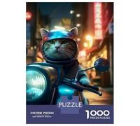 Puzzles De 1000 Pièces pour Adolescents Neon Nights Racing Cat Puzzles pour Adolescents Jeux Relaxants Course De Vitesse des Mains Aide À Stimuler Le Cerveau 52x38cm/1000pcs