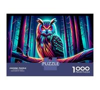 Puzzles De 1000 Pièces pour Adolescents Neon Owl Forest Art Print Puzzle Jeux Relaxants Cadeaux pour Femmes Cadeaux De Noël Et d'anniversaire 70x50cm/1000pcs