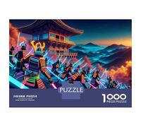 Puzzles De 1000 Pièces pour Adolescents Neon Samurai Battle Scene Puzzles pour Adolescents, Jouets À Monter Soi-même, Analyse Et Logique, Cadeau d'anniversaire Ou De Noël 52x38cm/1000pcs