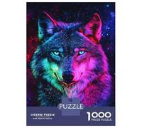 Puzzles De 1000 Pièces pour Adolescents Neon Wolf Galaxy -4 Puzzles pour Adolescents, Jouets Anti-Stress, Cadeaux pour Femmes, Cadeaux Anti-Stress 52x38cm/1000pcs