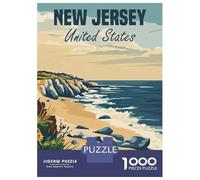 Puzzles De 1000 Pièces pour Adolescents New Jersey Coastline Puzzle Jeux De Famille Décoration Intérieure Cadeaux d'anniversaire Uniques 38x26cm/1000pcs
