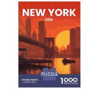 Puzzles De 1000 Pièces pour Adolescents New York Cityscape at Sunset Puzzles pour Adultes, Jeux De Société en Famille, Défi Difficile, Idéal comme Cadeau pour Toute La Famille 52x38cm/1000pcs