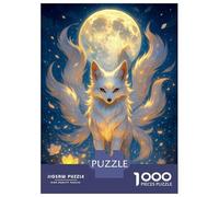 Puzzles De 1000 Pièces pour Adolescents Nine-Tailed Fox Under The Moon Puzzle Jeux Relaxants Une Œuvre d'art Cadeaux d'anniversaire Uniques 70x50cm/1000pcs