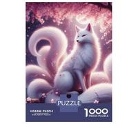 Puzzles De 1000 Pièces pour Adolescents Ninetail White Kitsune Puzzle Adulte Jeu Manuel Cadeaux pour Femmes pour Anniversaire, Noël 70x50cm/1000pcs