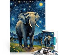 Puzzles de 1000 pièces pour Adolescents Nuit étoilée des éléphants Jouets à Faire soi-même Anniversaire et Cadeaux Uniques 52x38cm