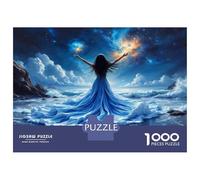 Puzzles De 1000 Pièces pour Adolescents Oceanic Serenity A Woman in Blue Dress Embracing Nature's Majesty Puzzles pour Adultes Améliorent La Mémoire Casse-tête Difficile Et Stimulant Jeux De Réflexio