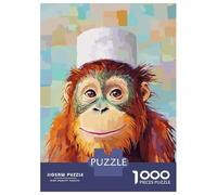 Puzzles De 1000 Pièces pour Adolescents Orangutan with Chefs Hat Painting Puzzle pour Adultes, Jeu De Réflexion, Anti-Stress, Cadeau d'anniversaire Ou De Noël 70x50cm/1000pcs