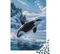 Puzzles De 1000 Pièces pour Adolescents Orca Whale Jumping Art Print Puzzles pour Adolescents : Un Jeu Éducatif Amusant Et Humoristique, Un Défi Intellectuel 38x26cm/1000pcs