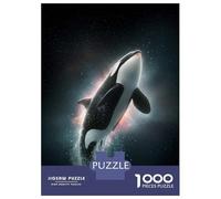 Puzzles De 1000 Pièces pour Adolescents Orca Whale Leaping in Space Puzzle Adulte Jeu Manuel Amusant Et Humoristique Cadeau Anti-Stress 70x50cm/1000pcs