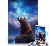 Puzzles de 1000 pièces pour Adolescents Ours Brun Aurore boréale Jeu Familial pour et Décoration d'intérieur et Cadeaux Uniques 75x50cm