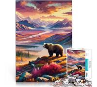 Puzzles de 1000 pièces pour Adolescents Ours dans Un Paysage de Montagne Jeux éducatifs est idéal comme Cadeau pour Toute la Famille 75x50cm