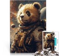 Puzzles de 1000 pièces pour Adolescents Panda Astronaute dans l'espace Vintage Jeu intellectuel Une œuvre d'art 75x50cm
