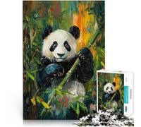 Puzzles de 1000 pièces pour Adolescents Panda dans la forêt de bambous Casse-tête pour avec Affiche et Feuille de Questions correspondantes 38x26cm