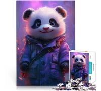 Puzzles de 1000 pièces pour Adolescents Panda Mignon en Manteau Violet Casse-tête Chaque pièce est Unique - Jeu Familial Stimulant et Amusant 52x38cm