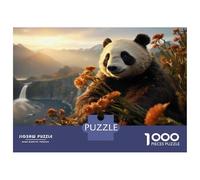 Puzzles De 1000 Pièces pour Adolescents Panda with Flowers in Hand Puzzles pour Adolescents Découpe De Précision Stimule Le Cerveau Cadeaux Anti-Stress 52x38cm/1000pcs