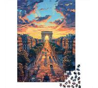 Puzzles De 1000 Pièces Pour Adolescents Paris Arc De Triomphe Sunset-1 Puzzles Pour Adultes Vacances À La Maison Tuer Le Temps Entraîner Son Cerveau Et Ses Mains Cadeau D'anniversaire, Cadeaux De Voya