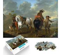 Puzzles de 1000 pièces pour Adolescents Paysage avec Cavaliers Compétition de Vitesse Manuelle Œuvre d'art 52x38cm