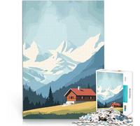 Puzzles de 1000 pièces pour Adolescents Paysage de chalets de Montagne des Alpes suisses Défi Difficile Décoration Parfaite 52x38cm