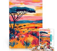 Puzzles de 1000 pièces pour Adolescents Paysage de Coucher de Soleil Africain Jeu intellectuel Cadeaux du Père Noël Secret 26x38cm