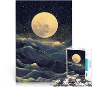 Puzzles de 1000 pièces pour Adolescents Paysage de Montagne au Clair de Lune Casse-tête Car C'est Un pour Toute la Famille 52x38cm