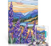 Puzzles de 1000 pièces pour Adolescents Paysage de Montagne en vitrail Jeux de détente Car C'est Un pour Toute la Famille 38x26cm