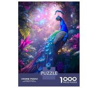 Puzzles De 1000 Pièces pour Adolescents Peacock in Enchanted Forest Puzzle pour Adultes Jeu Manuel D'assemblage De Motifs pour Anniversaire, Noël 52x38cm/1000pcs