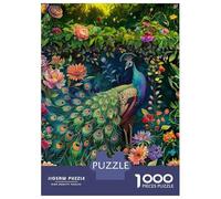 Puzzles De 1000 Pièces pour Adolescents Peacock in The Garden Puzzles pour Adultes Jeux Amusants Décoration Parfaite pour Un Anniversaire, Noël 52x38cm/1000pcs