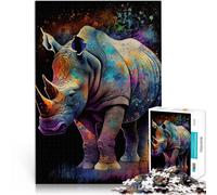 Puzzles de 1000 pièces pour Adolescents Peinture à l'encre de rhinocéros Jouets de Jeu Car C'est Un pour Toute la Famille 38x26cm