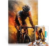Puzzles de 1000 pièces pour Adolescents Peinture à l'huile d'un Cycliste Jouets éducatifs Cadeau d'œuvre d'art 52x38cm